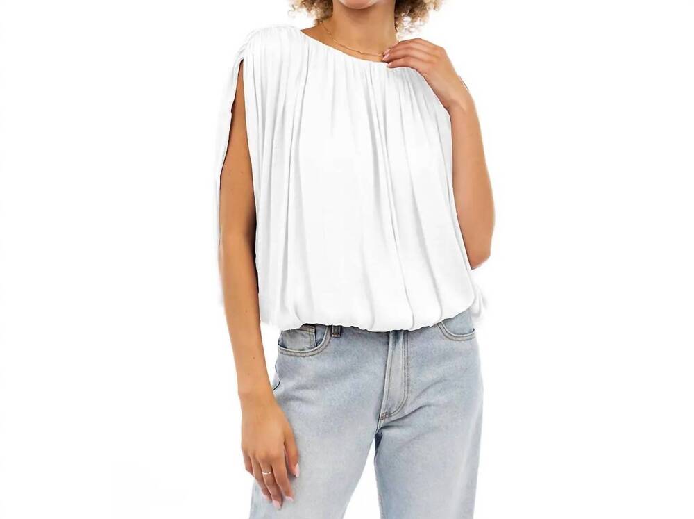 NEW NAKED ZEBRA grecian drape bubble blouse in off white